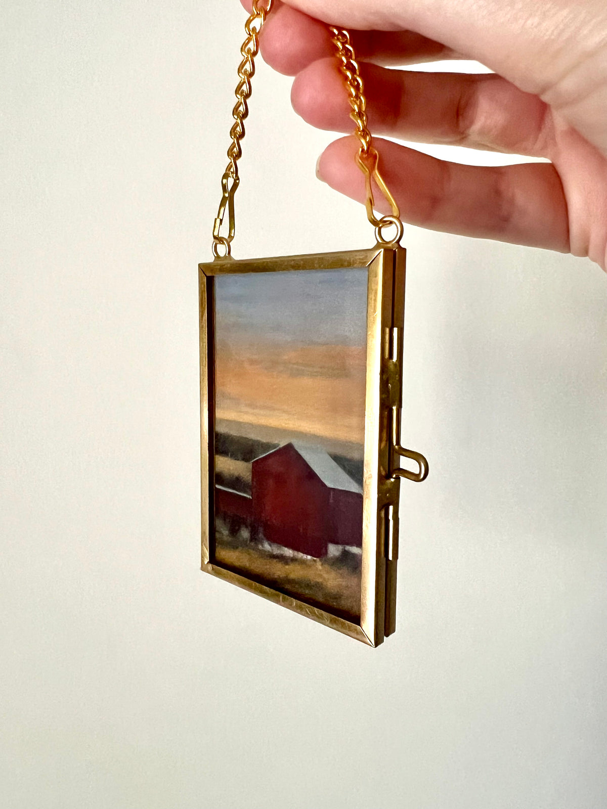 Mini Hanging Art Print | Brass Float Frame | 2×3 Landscape Print Ornament