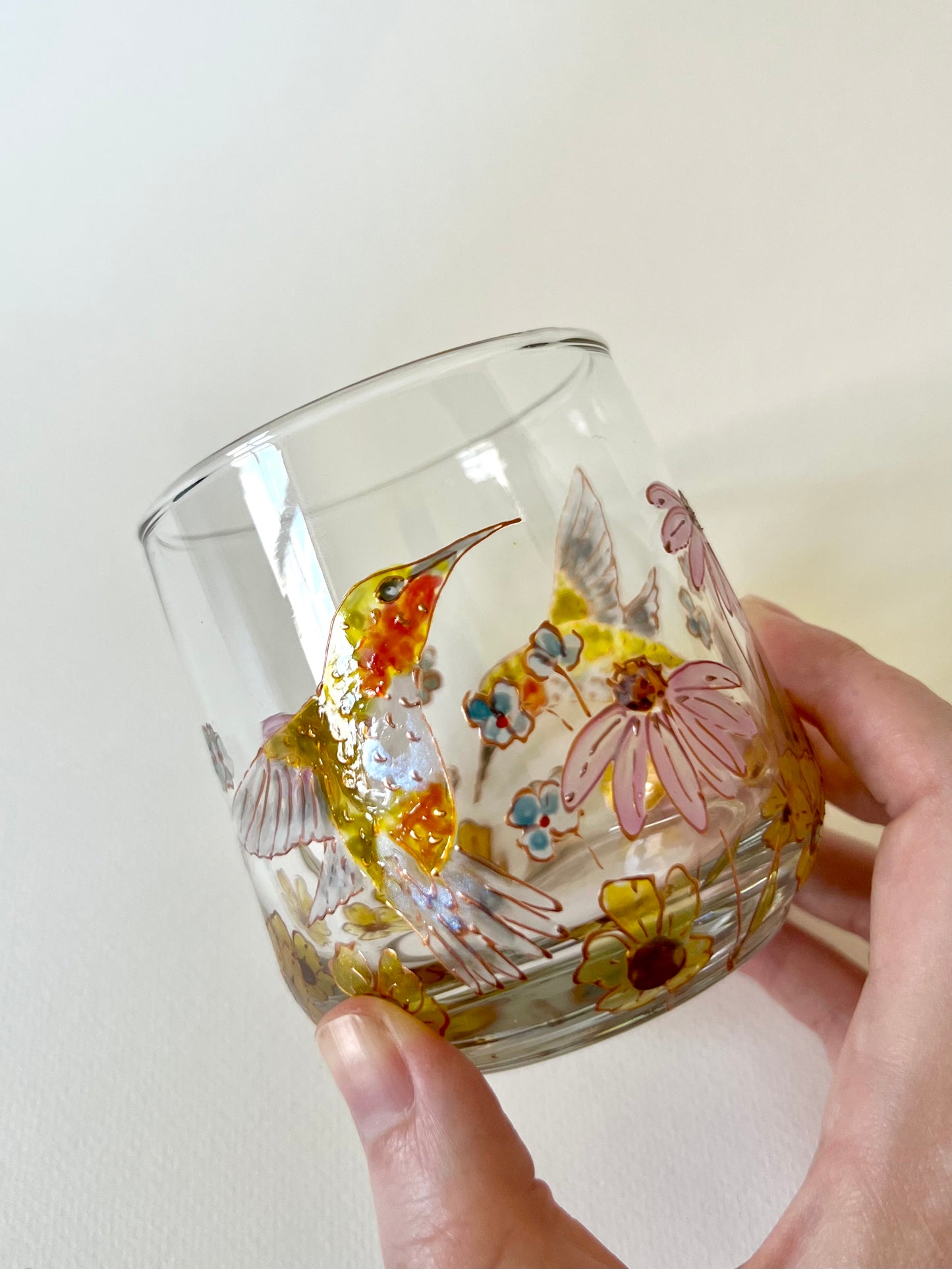 Hummingbird and Wildflower Glasses - Set of 2