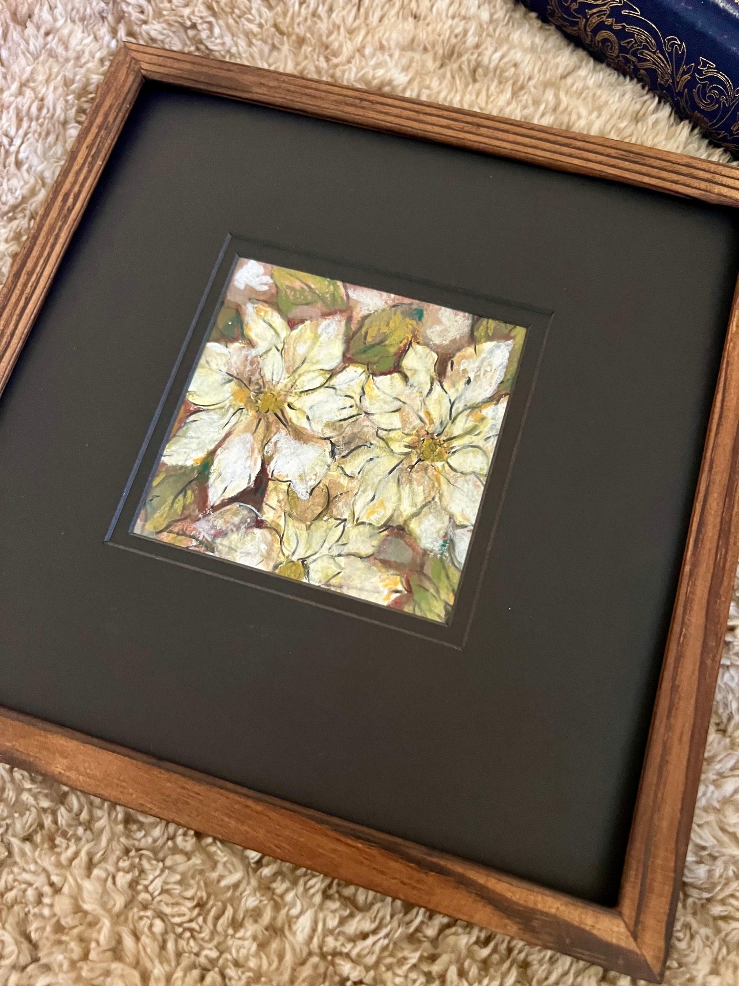 | White Poinsettia | Original Mini Floral Painting