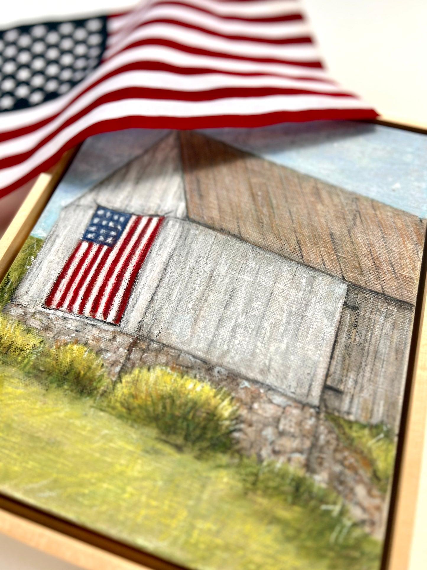 | American Barn| Original Patriotic Barn Painting