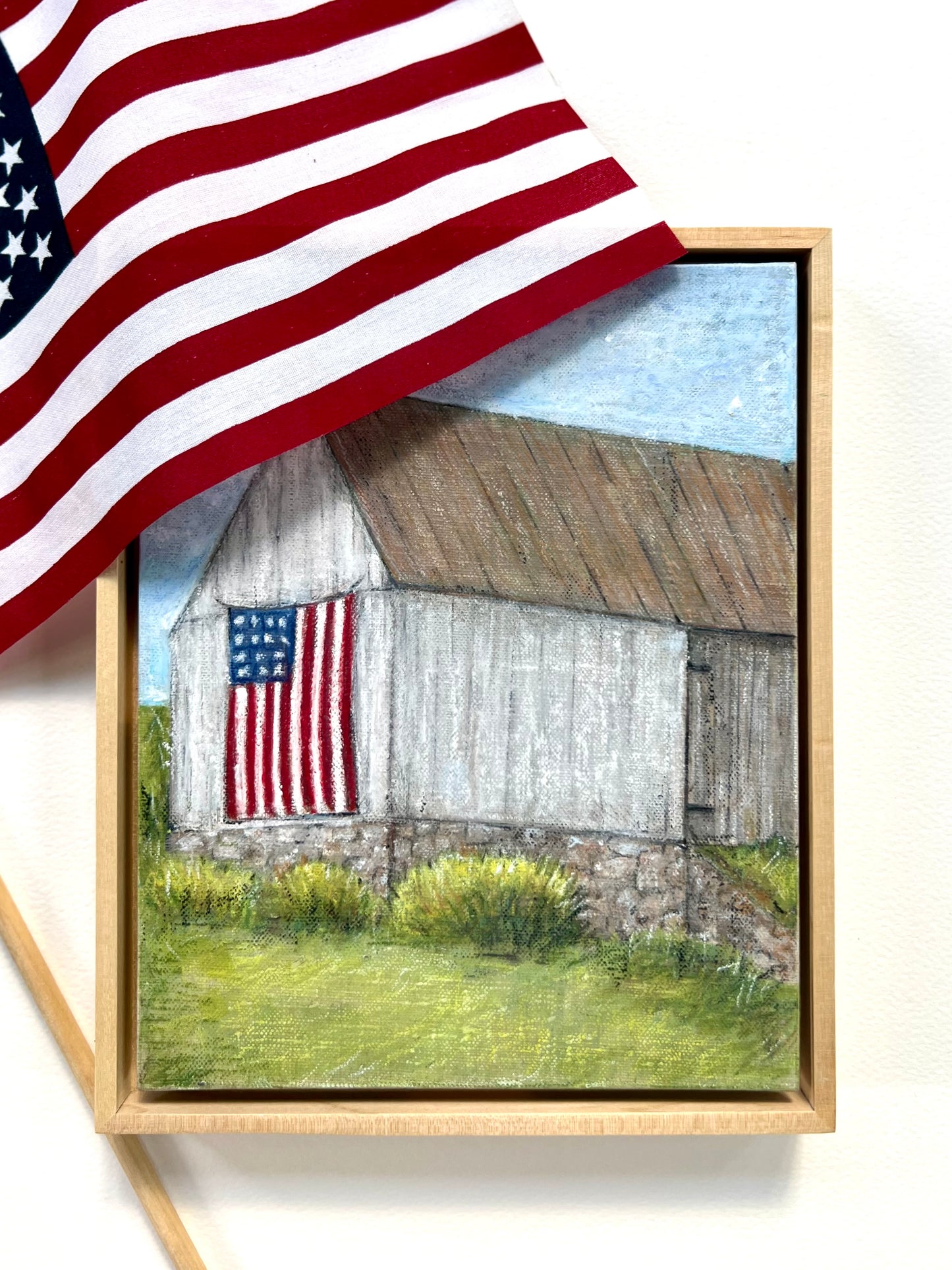 | American Barn| Original Patriotic Barn Painting