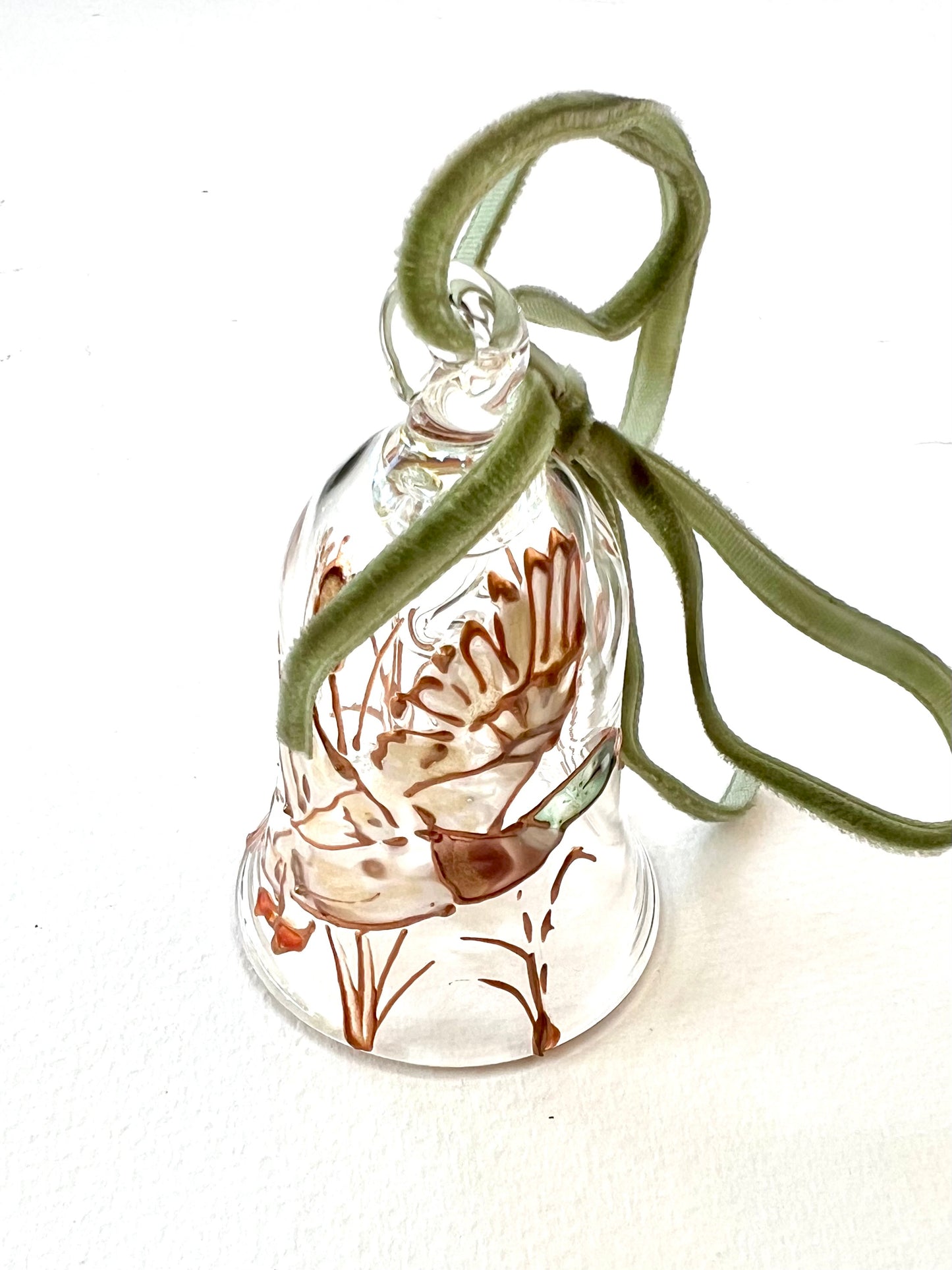 Hand Painted Mallard Duck Glass Bell Ornament