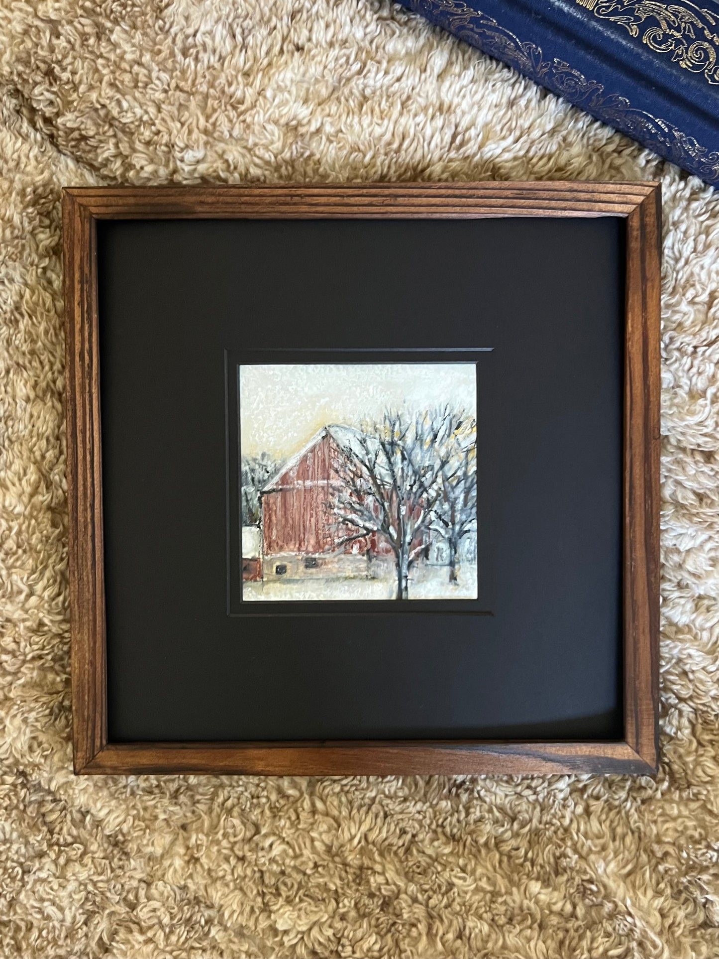 | Snowy Red Barn| Original Mini Landscape Painting