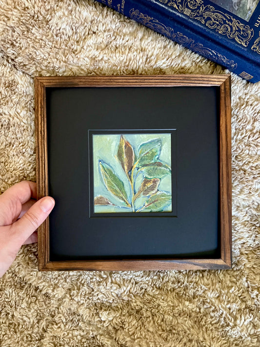 | Gathered Green | Original Magnolia Leaf Mini Painting