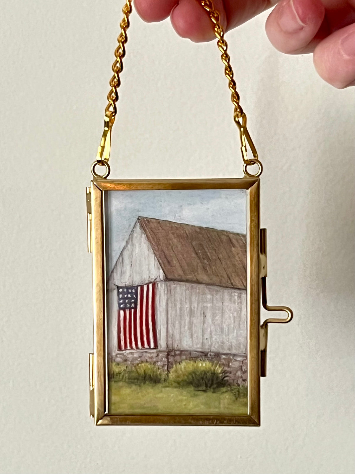 Mini Hanging Art Print | Brass Float Frame | 2×3 Barn Landscape Prints