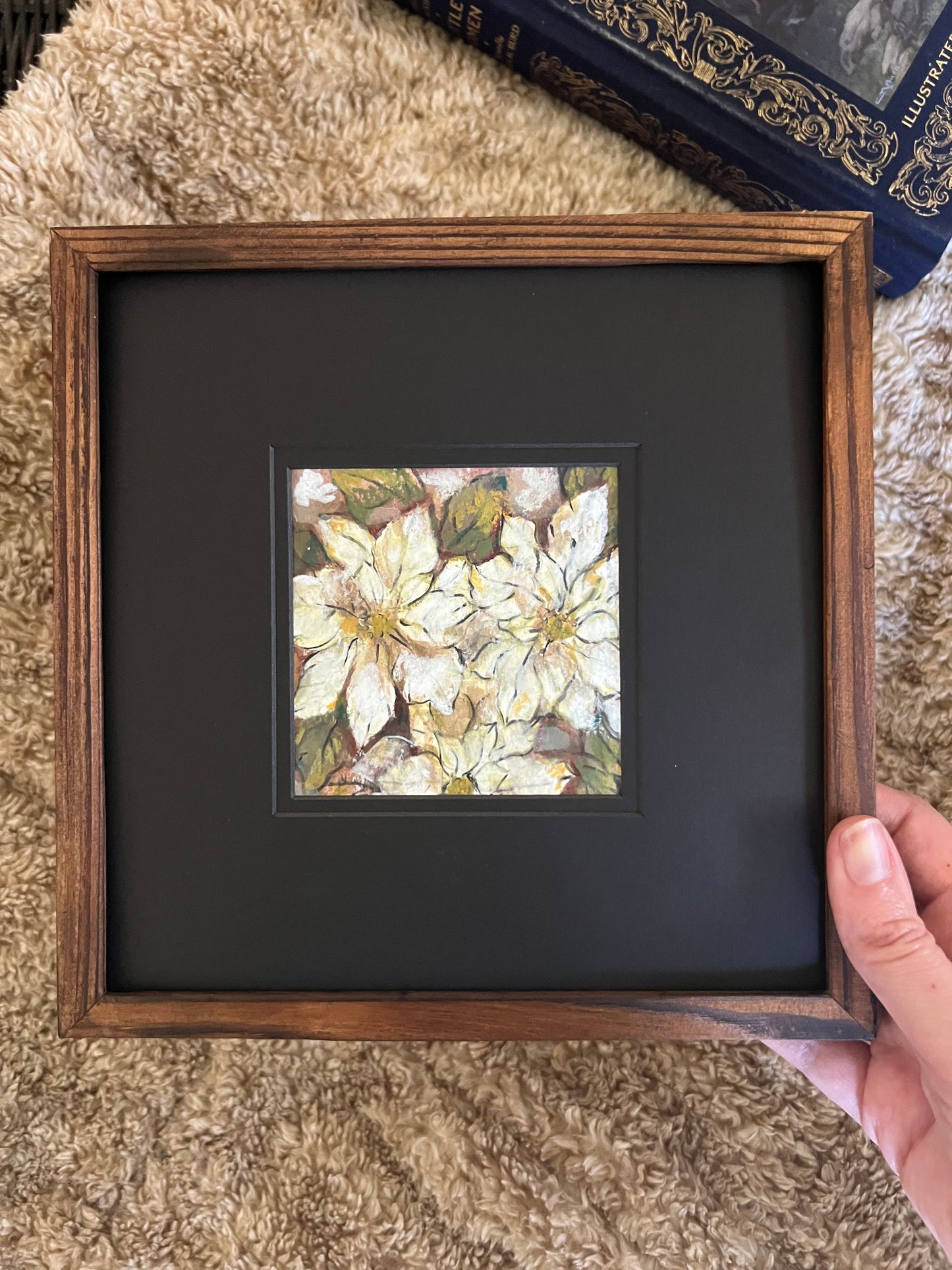 | White Poinsettia | Original Mini Floral Painting