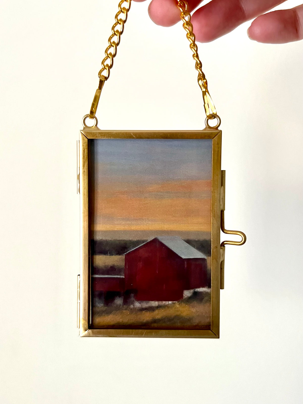 Mini Hanging Art Print | Brass Float Frame | 2×3 Landscape Print Ornament