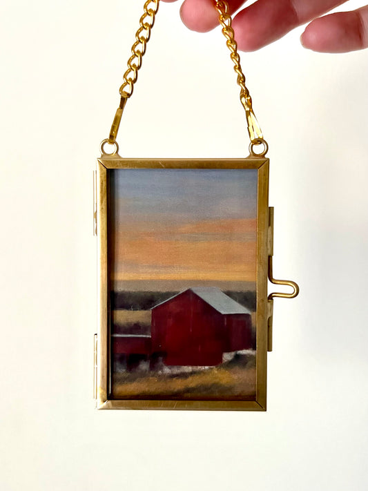 Mini Hanging Art Print | Brass Float Frame | 2×3 Landscape Print Ornament