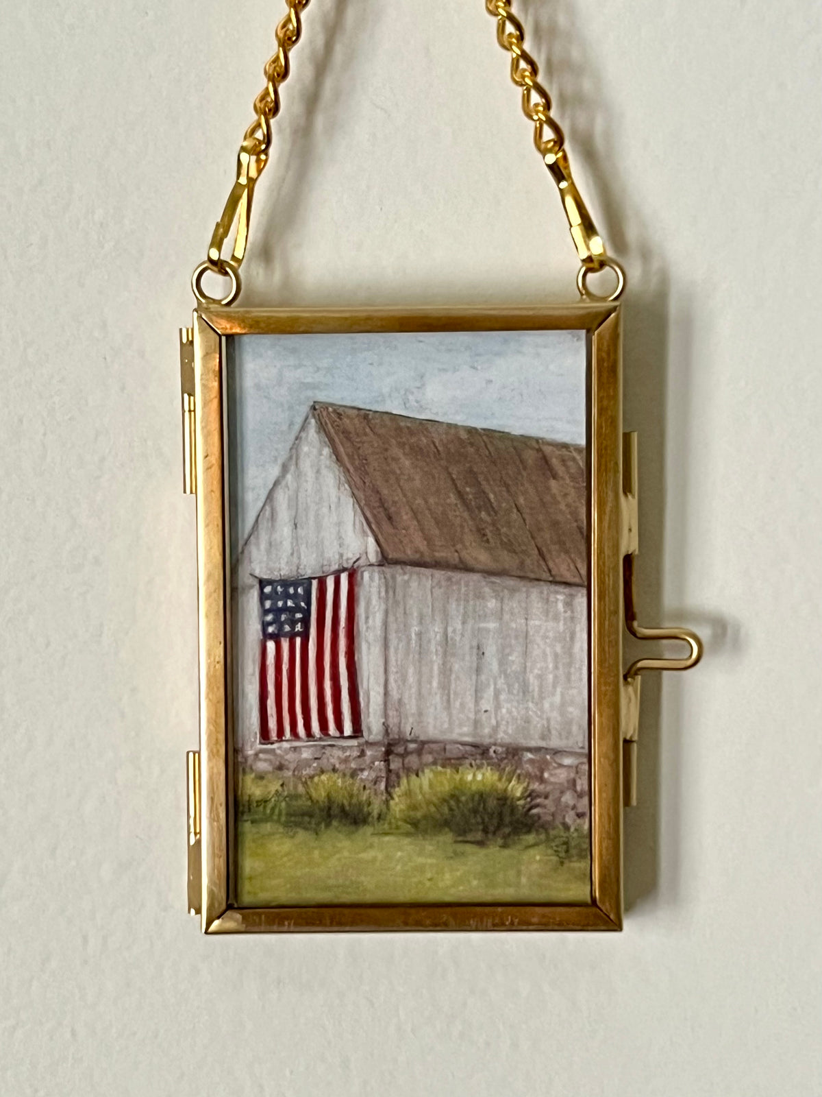 Mini Hanging Art Print | Brass Float Frame | 2×3 Barn Landscape Prints