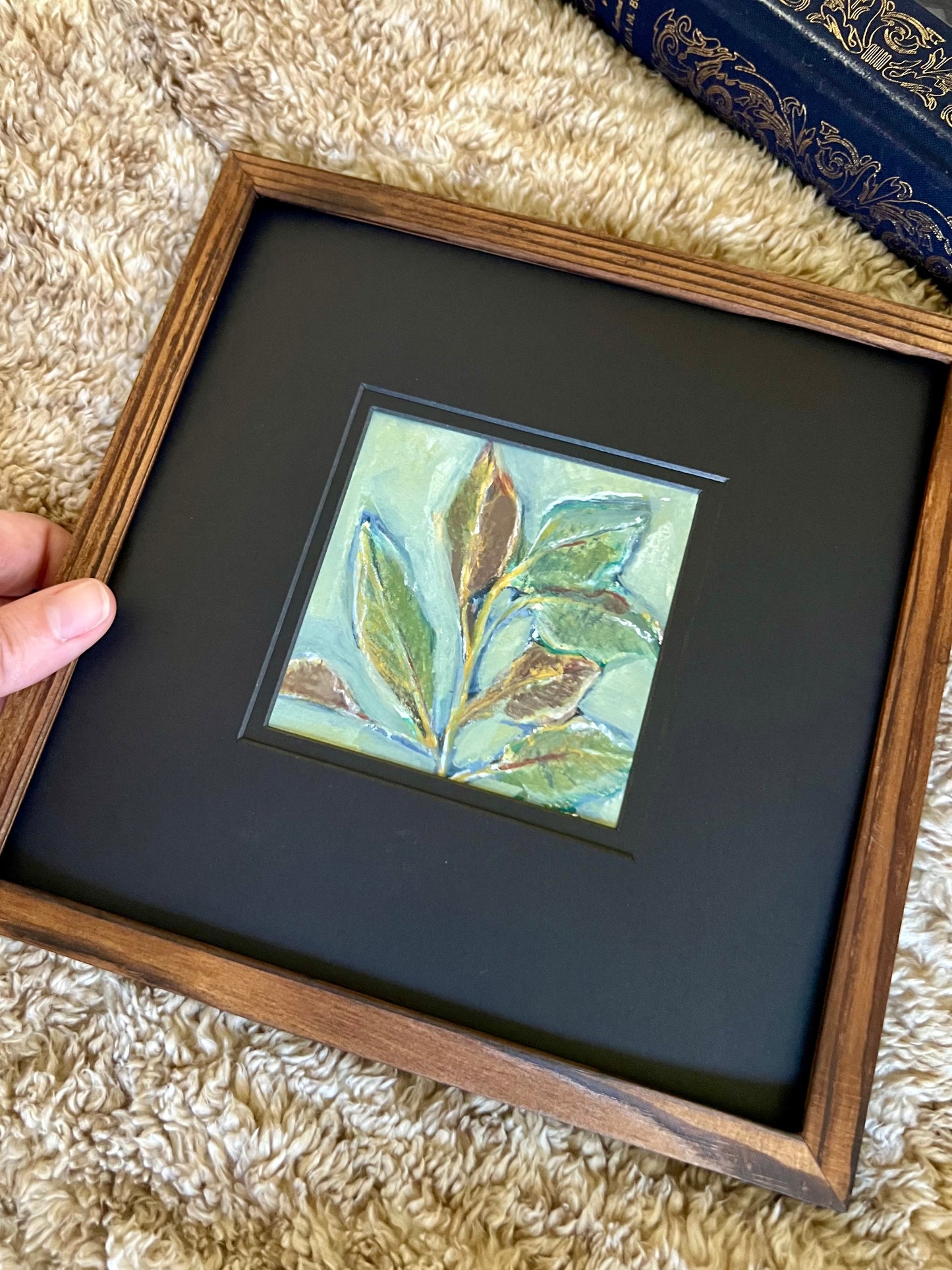 | Gathered Green | Original Magnolia Leaf Mini Painting