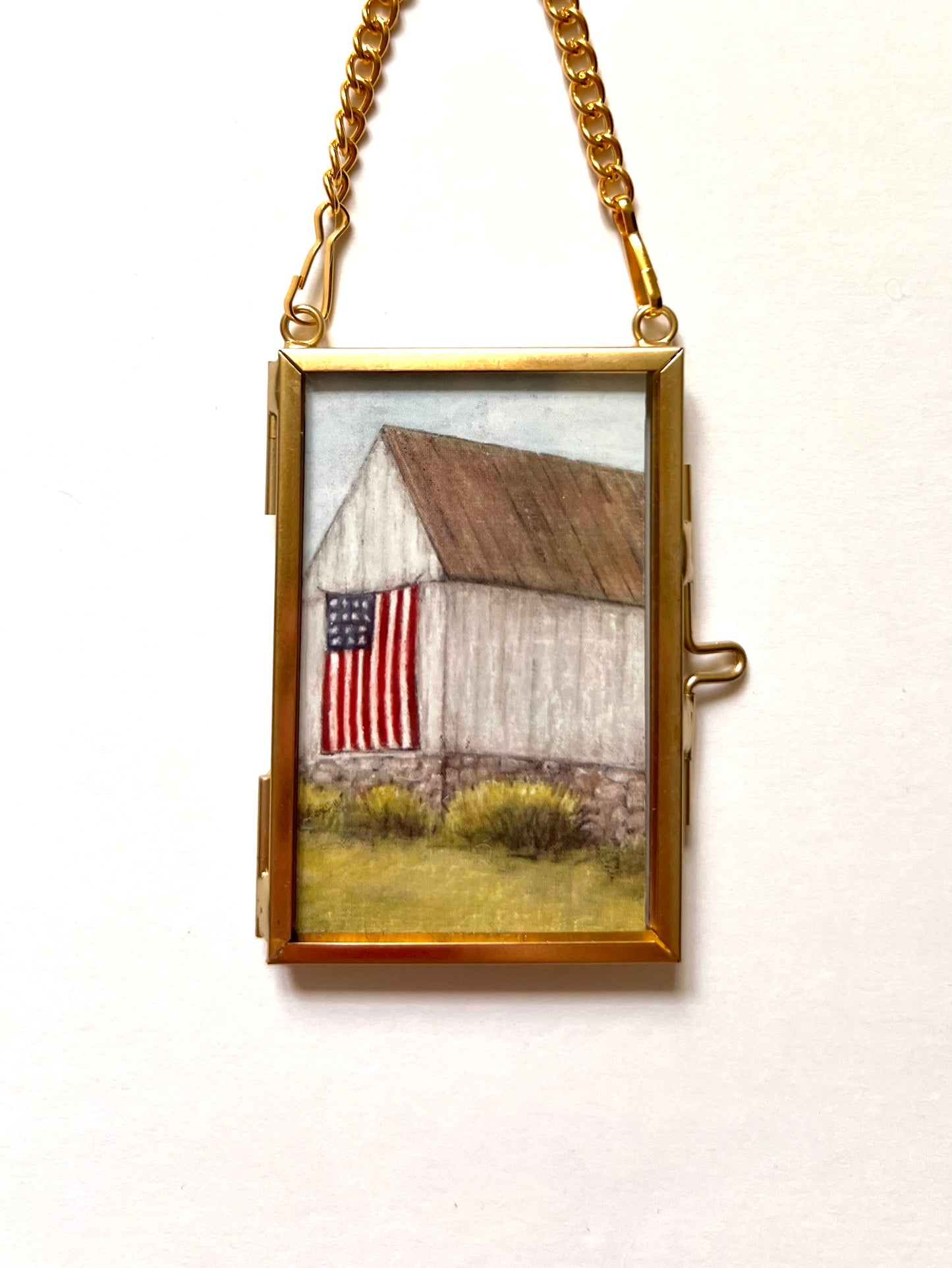 Mini Hanging Art Print | Brass Float Frame | 2×3 Barn Landscape Prints