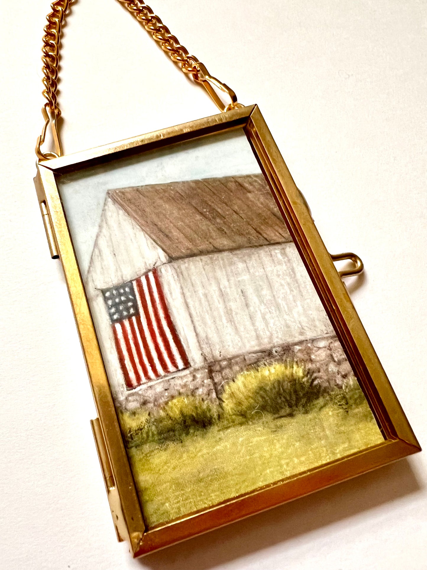 Mini Hanging Art Print | Brass Float Frame | 2×3 Barn Landscape Prints