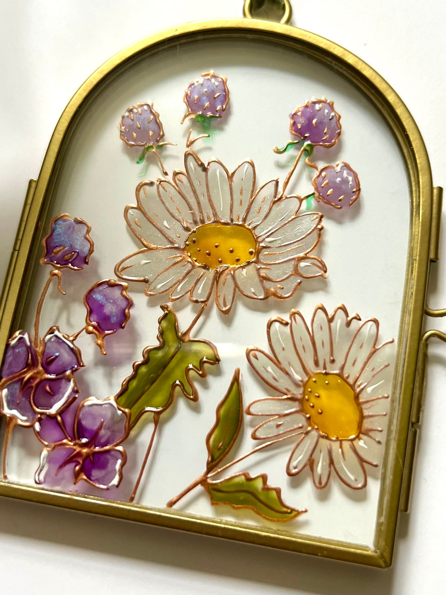 Daisy Flowers Glass Painting