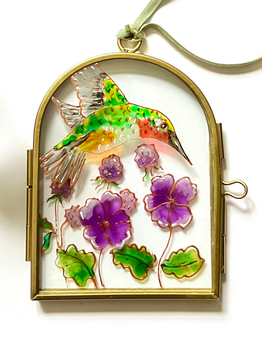 Hummingbird Glass Painting