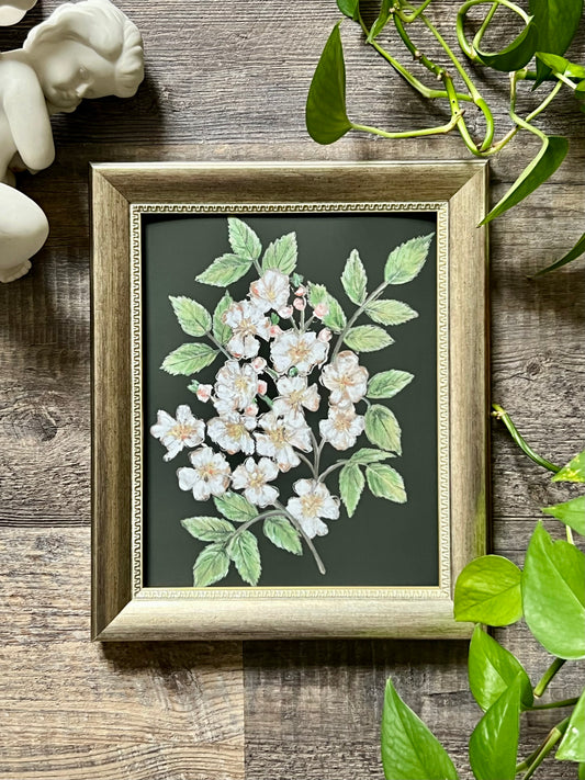 White Florals Wall Art Print