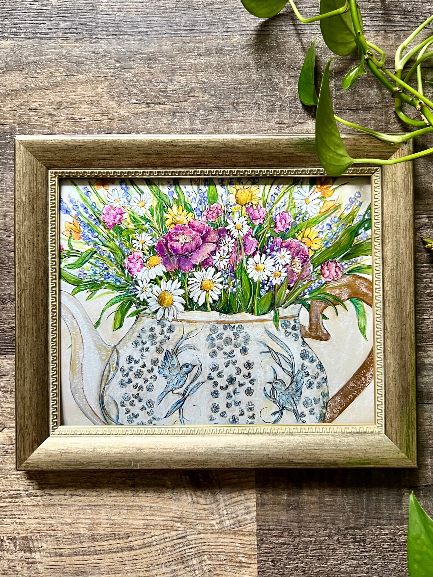 Florals in Teapot Wall Art Print