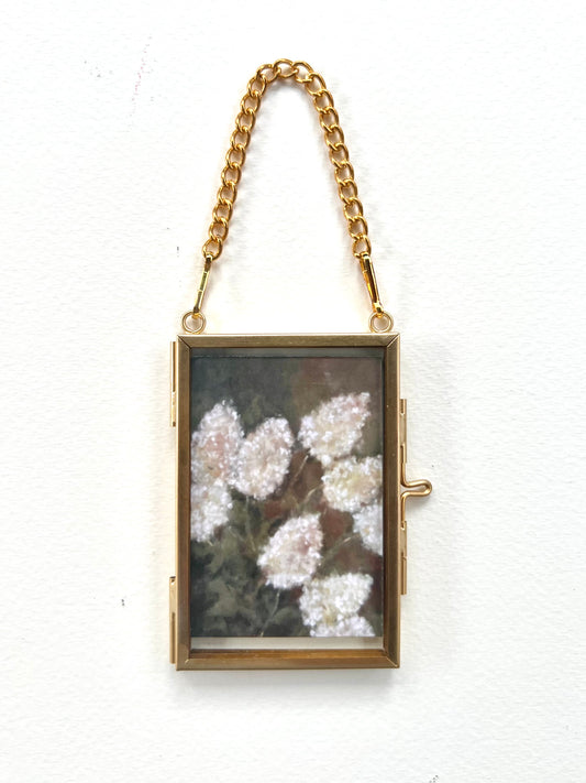 “Vintage Blooms” White Hydrangea Framed Ornament