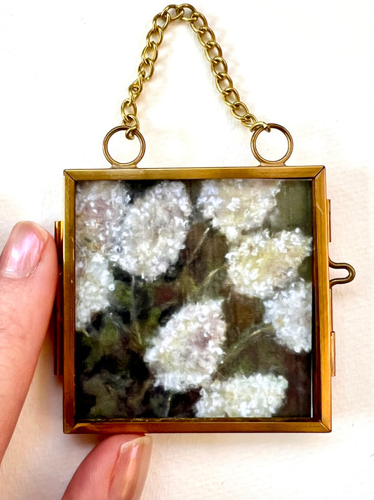 “Vintage Blooms” White Hydrangea Ornament
