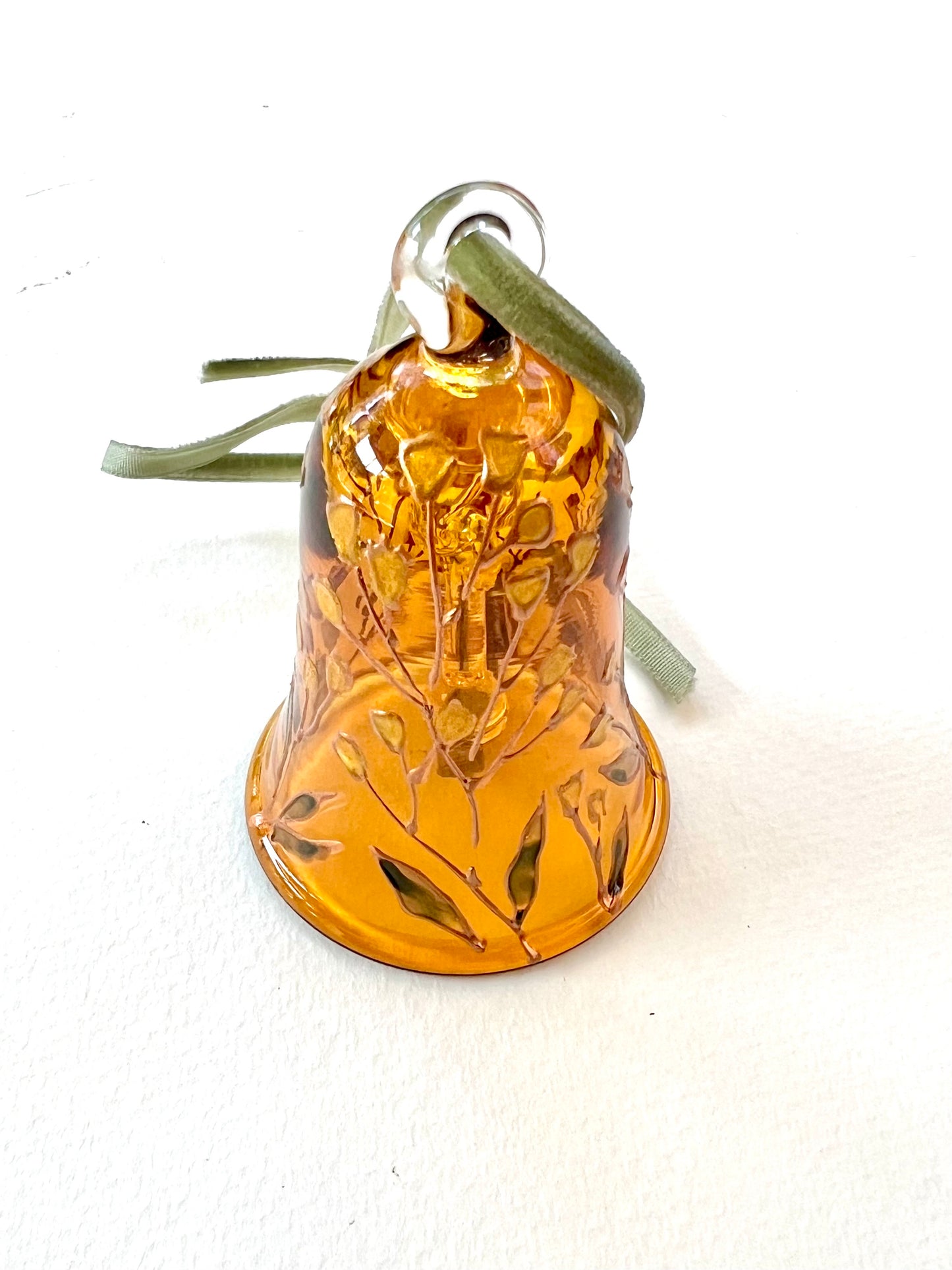 Hand Painted Flowers Glass Bell Ornament