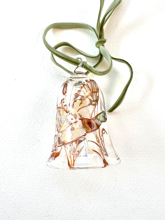 Hand Painted Mallard Duck Glass Bell Ornament